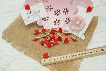 Packaging, Small, Decorative pegs, red heart (3cm) - Pack of 25